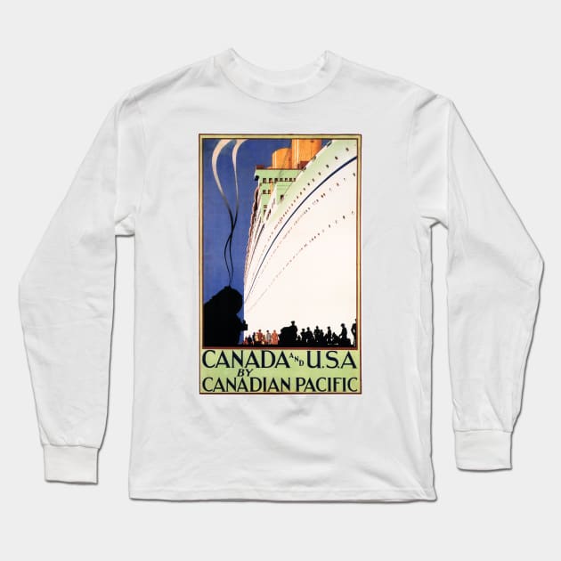 Canada and USA Cruises by Sea Steamship Vintage Travel Long Sleeve T-Shirt by vintageposters